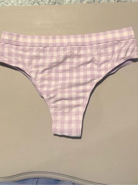 Roxy gingham lavender bikini swim bottom “heart the check” size M